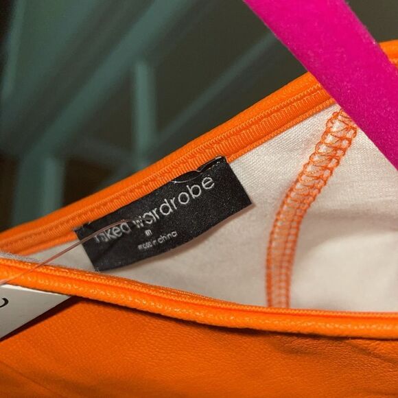 NWT Naked wardrobe faux leather long sleeve open back mini pullover dress - Picture 7 of 8